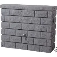 Graf regenton Rocky 400 L- granietgrijs-met kraantje-met vulautomaat voor ronde regenpijp