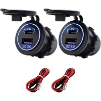 Proride 12V USB-C Wandcontactdoos Inbouw - USB-A en USB-C - 2 Poorten - QC3.0 - Blauw - Kabel en Zekering - 2 stuks
