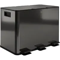 HOMCOM Prullenbak Roestvrij staal, Kunststof 61,9L x 36,6B x 43,2H cm Zwart
