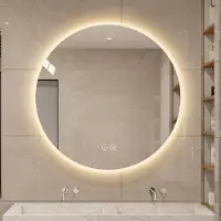 STILVORA Badkamerspiegel – Verlichte Ronde Wandspiegel 80 Cm – Glas En Metaal – Zilver – Dimbaar Met Anti Condens En Drie Lichtkleuren
