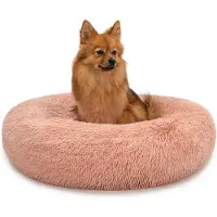 Lionto Donut hondenbed, zacht pluche & verhoogde rand 60 cm roze