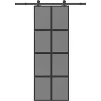 vidaXL Schuifdeur met beslag 76x205 cm gehard glas en aluminium
