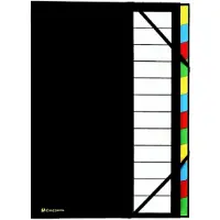 Exacompta 6x Sorteermap Harmonika OrdonatorSorteermap met uitrekbare rug en elastosluiting - 12 Indelingen - Zwart - 55341E