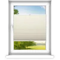 Time4blinds - Plisségordijn zonder boren op maat gemaakt - Vouwgordijn - Plisségordijn privacy en zonwering - Eenvoudige installatie - Kant-en-klaar plisségordijn - 40x200 cm - Vanille