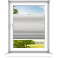 Time4blinds - Plisségordijn zonder boren op maat gemaakt - Vouwgordijn - Plisségordijn privacy en zonwering - Eenvoudige installatie - Kant-en-klaar plisségordijn - 90x60 cm - Lichtgrijs