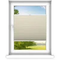Time4blinds - Plisségordijn zonder boren op maat gemaakt - Vouwgordijn - Plisségordijn privacy en zonwering - Eenvoudige installatie - Kant-en-klaar plisségordijn - 50x200 cm - Beige room