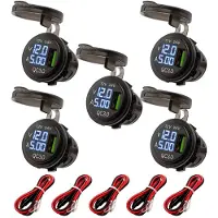 Proride 12V USB Wandcontactdoos Inbouw - 1 USB Poort - Voltmeter en Ampèremeter - QC3.0 - Kabel en Zekering - 5 stuks