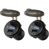 Proride 12V USB-C Wandcontactdoos Inbouw - 45W - USB-A en USB-C - Schakelaar - Wattagemeter - QC3.0 - Blauw - Voor 2 stuks