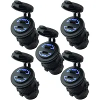 Proride 12V USB-C Wandcontactdoos Inbouw - 30W - 2 Poorten - QC4.0 - Blauw - Voor Auto Boot en Camper - 5 stuks
