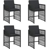 vidaXL Tuinstoelen 4 st met kussens poly rattan zwart