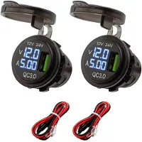 Proride 12V USB Wandcontactdoos Inbouw - 1 USB Poort - Voltmeter en Ampèremeter - QC3.0 - Kabel en Zekering - 2 stuks