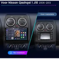 Junsun Android 15 Auto Radio Geschikt voor Nissan Qashqai 1 J10 (2006-2013) | 4GB + 64GB | WiFi | Draadloos CarPlay | Octa Core