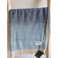 Bronte by moon Wollen Plaid - OMBRE Stripe Blue Camel (Merino) 140x185cm - Bronte x Plaids.shop