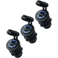 Proride 12V USB-C Wandcontactdoos Inbouw - 30W - 2 Poorten - QC4.0 - Blauw - Voor Auto Boot en Camper - 3 stuks
