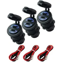 Proride 12V USB-C Wandcontactdoos Inbouw - 30W - 2 Poorten - QC4.0 - Blauw - Kabel en Zekering - Auto Boot en Camper - 3 stuks