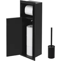 LuxeBath Verborgen kastmodule met toiletborstel, 60x20x10 cm, mat zwart, roestvrij staal, WC-wandnis