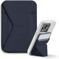 MOFT Snap-On Magnetische Kaarthouder - Wallet Compatibel met MagSafe - Pasjeshouder met Standaard - MOVAS Vegan Leer - Portemonnee 2 Pasjes - Navy