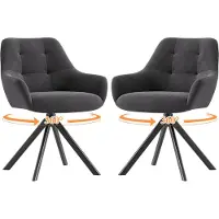 COLAMY Draaibare Eetkamerstoelen met Armleuningen - 360° Draaibaar - Luxe Fluweellook - Ergonomisch Ontwerp - Grijs