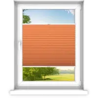 Time4blinds - Plisségordijn zonder boren op maat gemaakt - Vouwgordijn - Plisségordijn privacy en zonwering - Eenvoudige installatie - Kant-en-klaar plisségordijn - 120x160 cm - Oranje