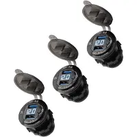 Proride 12V USB Wandcontactdoos Inbouw - 2 USB Poorten - Schakelaar - Voltmeter - QC3.0 - Blauw - Voor 3 stuks