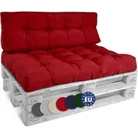 Beautissu Style – Palletkussen Set – 1x Zitkussen 120x80 cm & 1x Rugkussen 120x40 cm – Rood