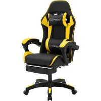 ML-Design Gaming stoel met voetsteun en armleuning zwart/geel, gemaakt van ML design kunstleer