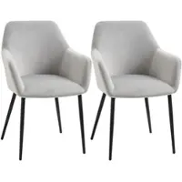MODFU - Eetkamerstoelen Set Van 2 - Met Rugleuning En Armleuningen - Scandinavisch - Voor Eetkamer - Staal - Lichtgrijs - 54 x 57 x 80 cm
