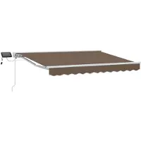 vidaXL Handbediende luifel met LED's Taupe 4,5 × 3,5 m