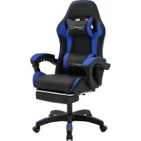 ML-Design Gaming stoel met voetsteun en armleuning zwart-blauw, gemaakt van ML design kunstleer