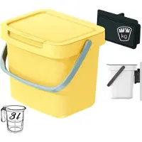Prosperplast GFT aanrecht afvalbak - geel - 3L - afsluitbaar - 19 x 17 x 15 cm - klepje/hengsel - afval scheiden
