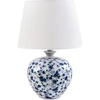 Beliani SILVES - Tafellamp - Wit/Blauw - Porselein/Linnen