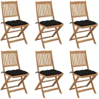 vidaXL Tuinstoelen 6 st inklapbaar met kussens massief acaciahout