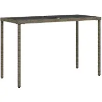 vidaXL Tuintafel met glazen blad 115x54x74 cm poly rattan grijs