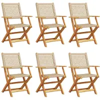 vidaXL Tuinstoelen 6 st inklapbaar poly rattan en massief hout beige