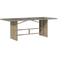vidaXL Tuintafel met glazen blad 190x80x75 cm poly rattan beige