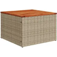 vidaXL Tuintafel 55x55x37 cm poly rattan en acaciahout beige