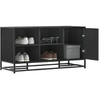 vidaXL Schoenenbank 100x40x53,5 cm bewerkt hout en metaal zwart