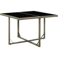 vidaXL Tuintafel 109x107x74 cm poly rattan en glas grijs