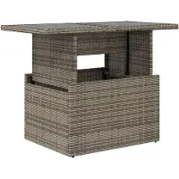 vidaXL Tuintafel met glazen blad 100x55x73 cm poly rattan grijs