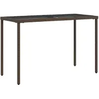 vidaXL Tuintafel met glazen blad 115x54x74 cm poly rattan bruin