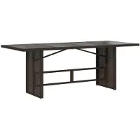 vidaXL Tuintafel met glazen blad 190x80x75 cm poly rattan bruin