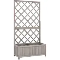 vidaXL Plantenbak met latwerk 70x30x135 cm massief vurenhout grijs