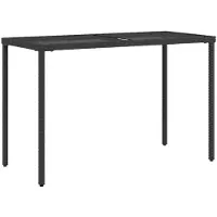 vidaXL Tuintafel met glazen blad 115x54x74 cm poly rattan zwart