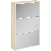 vidaXL Schoenenkast drielaags met spiegel 63x17x102,5 cm eiken