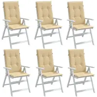 vidaXL Stoelkussens 6 st hoge rug 120x50x4 cm stof gemêleerd beige