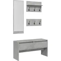 vidaXL 4-delige Garderobe set bewerkt hout betongrijs