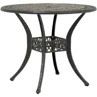 vidaXL Tuintafel Ø 90x75 cm gietaluminium bronskleurig