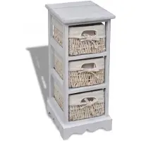 vidaXL Opbergkast Met 3 Weefmanden Hout Wit