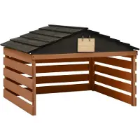 vidaXL Overkapping voor grasmaaier 78x74x54 cm vurenhout zwart bruin