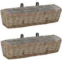 vidaXL Balkonbakken 2 st 60 cm wicker met PE-voering